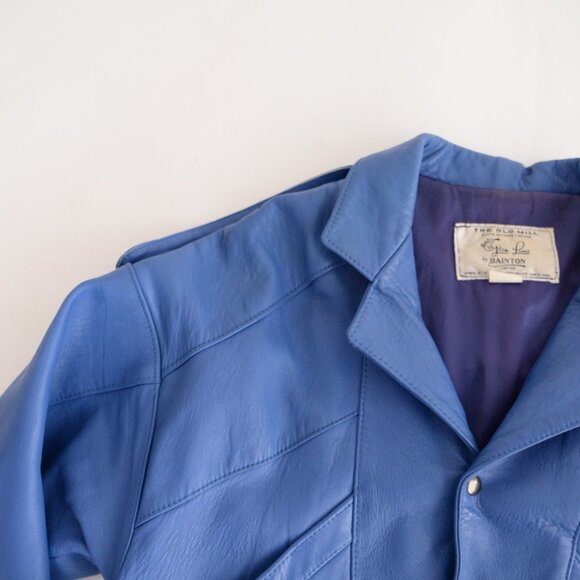 Women's Blue Leather Jacket - Picture 12 of 14